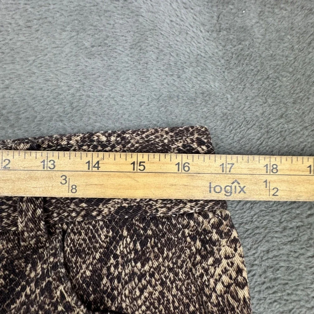 Chaps Mini Skirt Women 12 Brown Snakeskin Print Stretch Cotton EUC 5 Pocket